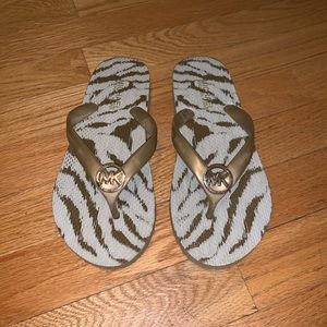 Michael Kors Gold Flip Flops Size 5-6